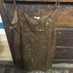 💚3 for $25 Central Falls Co S sheer brown with gold sequins tunic